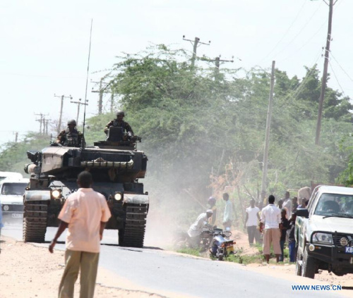 A military tank is seen near Garissa University College in Garissa, Kenya, April 2, 2015. Kenyan Interior Minister Joseph Nkaissery said the siege at the Garissa University College in the eastern town of Garissa has ended, leaving 147 people dead. (Xinhua) A military tank is seen near Garissa University College in Garissa, Kenya, April 2, 2015. Kenyan Interior Minister Joseph Nkaissery said the siege at the Garissa University College in the eastern town of Garissa has ended, leaving 147 people dead. (Xinhua)