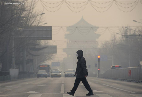 A pedestrian walks amid heavy smog in Beijing, capital of China, Dec 29, 2015. (Photo/Xinhua) A pedestrian walks amid heavy smog in Beijing, capital of China, Dec 29, 2015. (Photo/Xinhua)