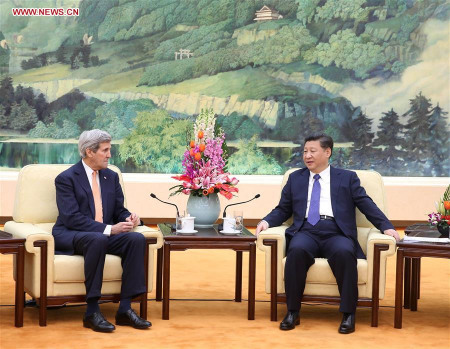 Chinese President Xi Jinping (R) meets with U.S. Secretary of State John Kerry in Beijing, capital of China, Jan. 27, 2016. (Photo: Xinhua/Pang Xinglei) Chinese President Xi Jinping (R) meets with U.S. Secretary of State John Kerry in Beijing, capital of China, Jan. 27, 2016. (Photo: Xinhua/Pang Xinglei)
