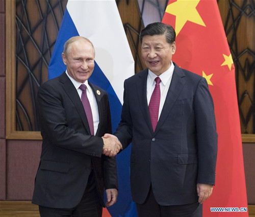 Chinese President Xi Jinping (R) meets with his Russian counterpart Vladimir Putin in Da Nang, Vietnam, Nov. 10, 2017. (Xinhua/Lan Hongguang) Chinese President Xi Jinping (R) meets with his Russian counterpart Vladimir Putin in Da Nang, Vietnam, Nov. 10, 2017. (Xinhua/Lan Hongguang)