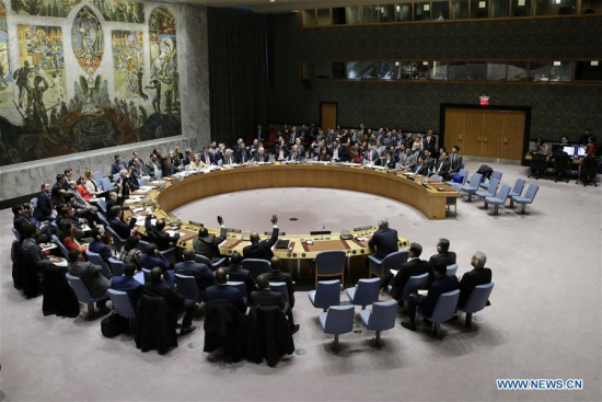 Photo taken on April 10, 2018 shows the United Nations Security Council voting on a U.S.-draft resolution on probe of chemical weapons use in Syria at the UN headquarters in New York. Russia vetoed a U.S.-drafted Security Council resolution on probe of chemical weapons use in Syria on Tuesday. (Xinhua/Li Muzi) Photo taken on April 10, 2018 shows the United Nations Security Council voting on a U.S.-draft resolution on probe of chemical weapons use in Syria at the UN headquarters in New York. Russia vetoed a U.S.-drafted Security Council resolution on probe of chemical weapons use in Syria on Tuesday. (Xinhua/Li Muzi)