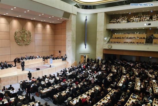 Delegates attend the 71th session of World Health Assembly (WHA) in Geneva, Switzerland, on May 21, 2018. (Xinhua/Alain Grosclaude) Delegates attend the 71th session of World Health Assembly (WHA) in Geneva, Switzerland, on May 21, 2018. (Xinhua/Alain Grosclaude)