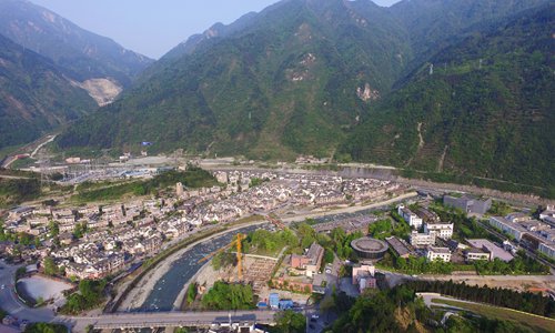 An aerial view of Yingxiu town (Photo: Cui Meng/GT) An aerial view of Yingxiu town (Photo: Cui Meng/GT)