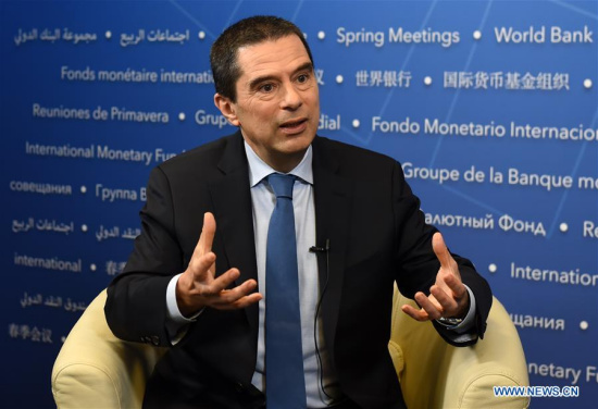 Vitor Gaspar, director of the International Monetary Fund (IMF) Fiscal Affairs Department, speaks during an interview with Xinhua News Agency in Washington D.C., the United States, April 19, 2017. (Xinhua/Bao Dandan) Vitor Gaspar, director of the International Monetary Fund (IMF) Fiscal Affairs Department, speaks during an interview with Xinhua News Agency in Washington D.C., the United States, April 19, 2017. (Xinhua/Bao Dandan)