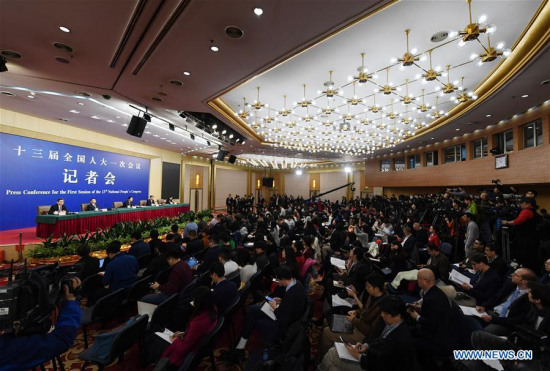 A press conference on reform of fiscal and taxation system and financial work is held during the first session of the 13th National People's Congress in Beijing, capital of China, March 7, 2018. (Xinhua/Shen Hong) A press conference on reform of fiscal and taxation system and financial work is held during the first session of the 13th National People's Congress in Beijing, capital of China, March 7, 2018. (Xinhua/Shen Hong)