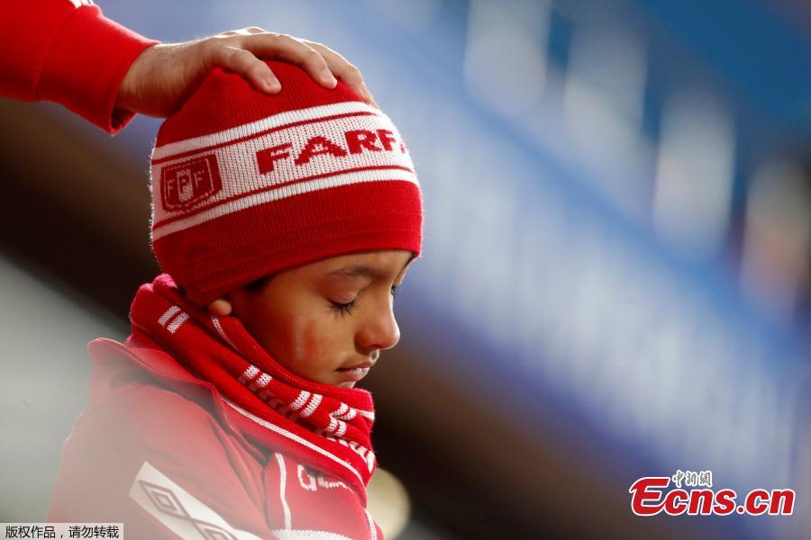 A Peru fan reacts as he watches the World Cup match between France and Peru in Moscow, Russia, June 21, 2018. (Photo/Agencies)