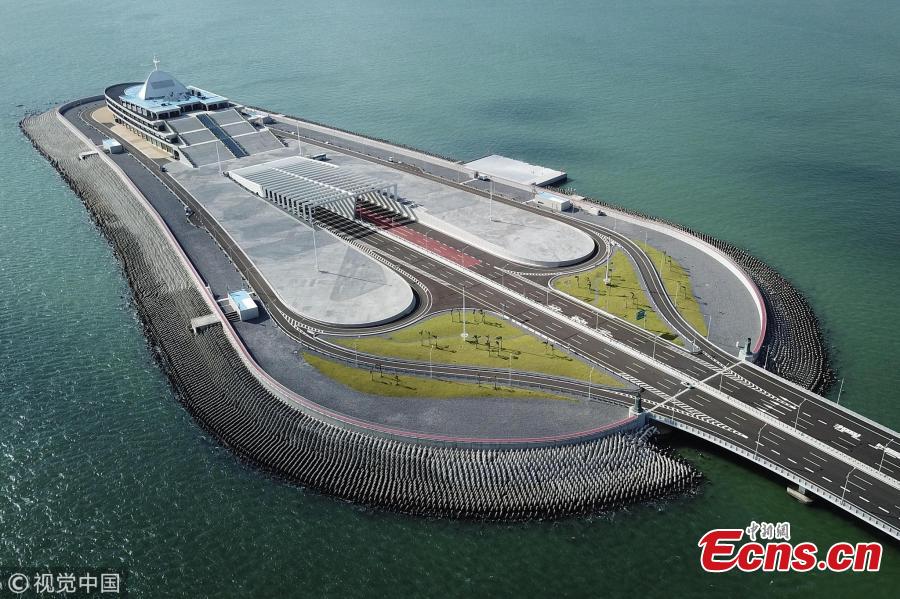 The eastern artificial island of the Hong Kong-Zhuhai-Macao Bridge. (Photo/VCG)