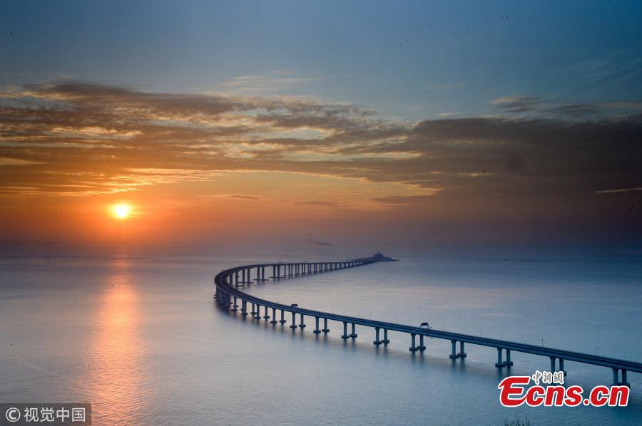 The Hong Kong-Zhuhai-Macao Bridge. The bridge connecting the east and west sides of the Pearl River Delta in South China will officially open on Tuesday. (Photo/VCG)