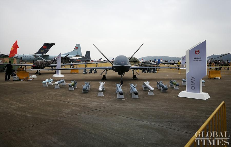 The Cloud Shadow UAV, independently developed by Aviation Industry Corp. of China, will make an appearance at Air Show China 2018 in Zhuhai. The Cloud Shadow is a high-altitude, high-speed UAV with both reconnaissance and attack capabilities. (Photo: Yang Sheng/GT)
Air Show China 2018 is set for takeoff in Zhuhai, South China\'s Guangdong Province on November 6, featuring demonstrations of the latest fighter jets and weaponry over the six-day event.