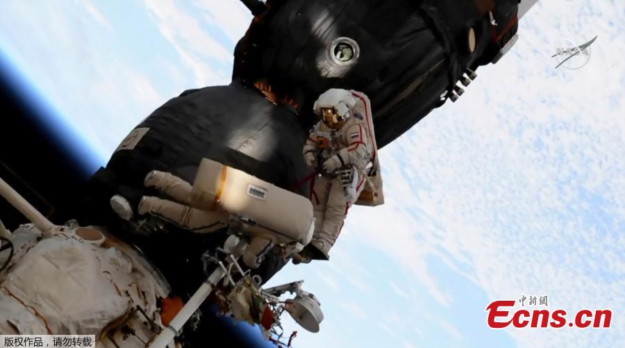 Two Russian cosmonauts have ventured outside the International Space Station today to inspect a section of a Russian spacecraft where a small hole was spotted. The mysterious leak was discovered on August 30 in the Russian Soyuz craft which is attached to the ISS. It was initially believed to have been caused by a small meteorite and astronauts used tape to seal the leak after it caused a minor loss of pressure. Now, the two astronauts have confirmed the hole is safe - and the craft will be used again. (Photo/Agencies)