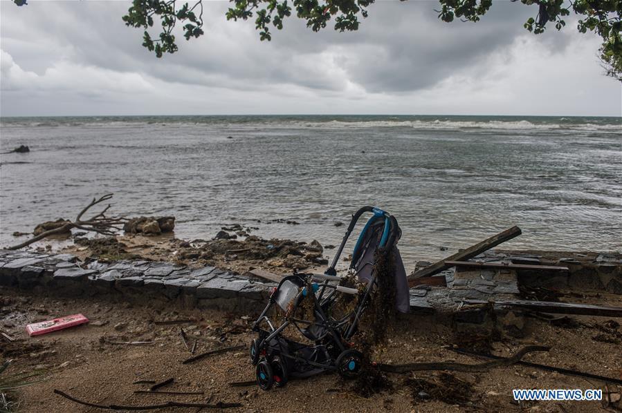A villa is damaged after a tsunami hit Sunda Strait in Pandeglang, Banten province, in Indonesia, Dec. 23, 2018. The total casualty of a tsunami triggered by the eruption of Krakatau Child volcano has increased to 222 people in coastal areas of Sunda Strait of western Indonesia, disaster agency official said here on Sunday. The catastrophe killed at least 222 people, wounded at least 843 ones and collapsed a total of 556 houses and nine hotels, and caused damages to scores of ships. (Xinhua/Veri Sanovri)