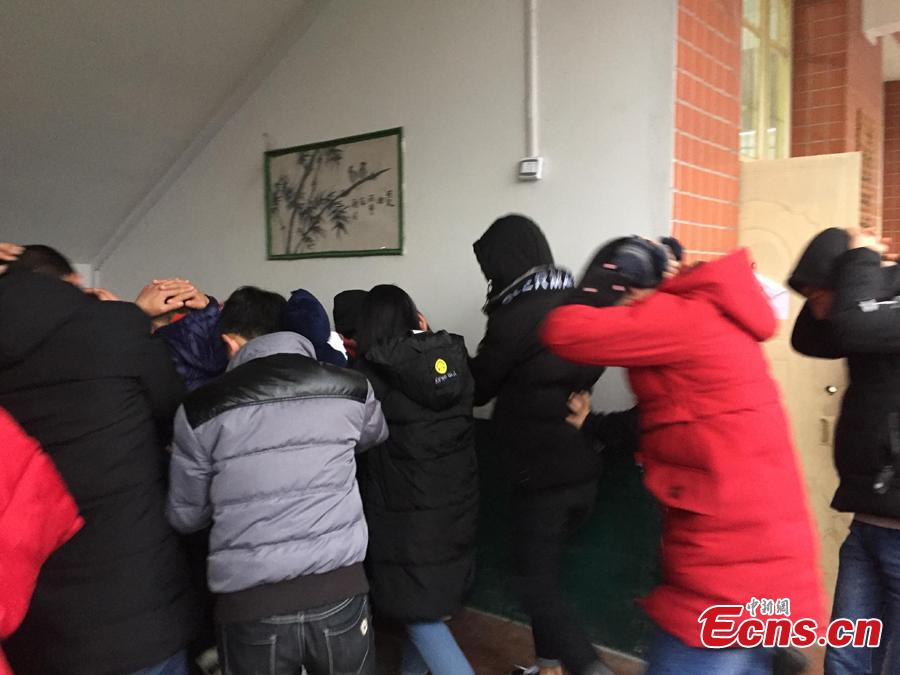 Students and teachers are evacuated to a safe area after a 5.3-magnitude earthquake jolted Gongxian County, Yibin City in Southwest China\'s Sichuan Province at 8:48 a.m., Jan. 3, 2019. No casualties have been reported but some houses were damaged, Xinhua reported.  (Photo: China News Service/Chang Ting)