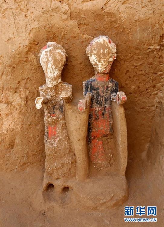 Wooden figurines unearthed in the Liujaiwa ruins in Chengcheng County, Shaanxi Province. A research team from the Shaanxi Provincial Institute of Archaeology announced excavations that had taken place over two years showed the Liujiawa ruins belonged to the remains of a city wall and cemetery from the late Rui state, a Chinese vassal state during the Western Zhou dynasty (1046-771 BC). (Photo provided by Shaanxi Provincial Institute of Archaeology)