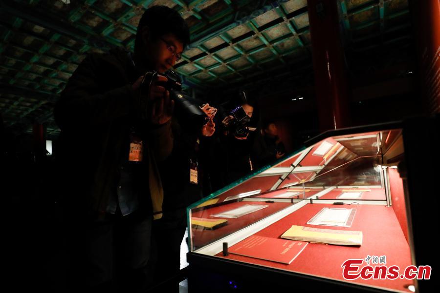 A new exhibition at the Gallery of Clocks in the Palace Museum, Jan. 28, 2019. The gallery is home to the museum’s collection of 82 clocks and timepieces, including 61 from abroad. Of the pieces, 20 are on display to the public for the first time. (Photo: China News Service/Du Yang)