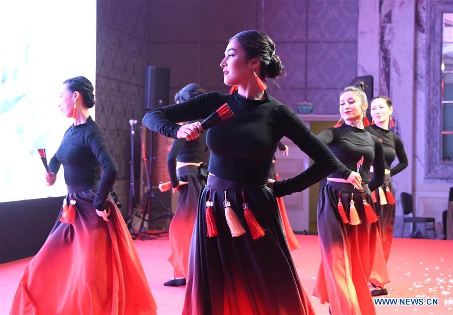 Performers dance during a gala held by the Chinese Consulate-General in Istanbul to greet the upcoming Chinese Lunar New Year in Istanbul, Turkey, Jan. 31, 2019. (Xinhua/Xu Suhui)