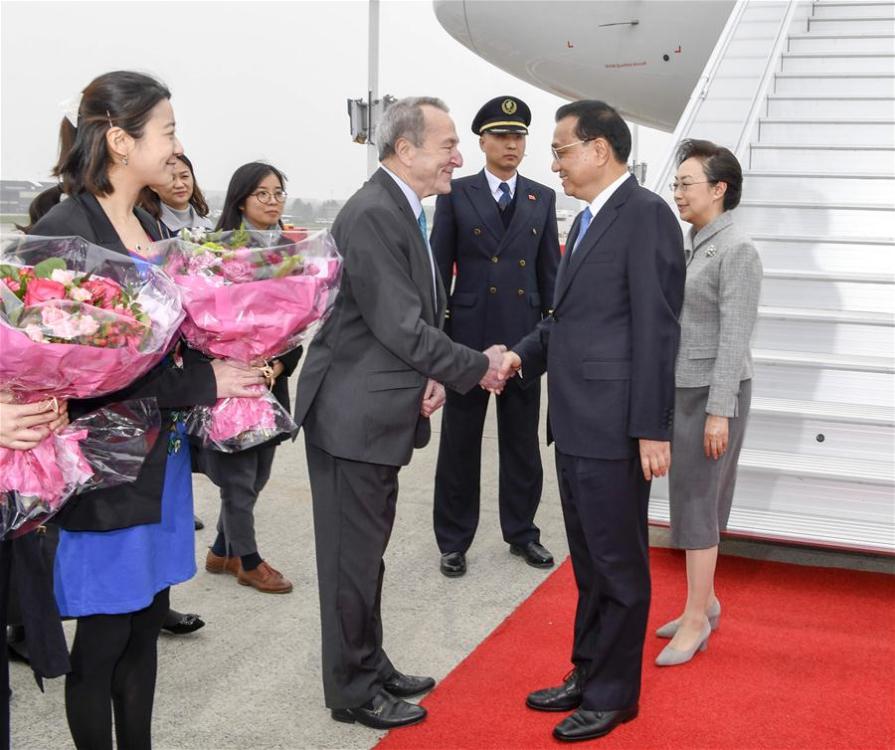 Chinese Premier Li Keqiang arrives in Brussels, Belgium, April 8, 2019, for the 21st China-European Union (EU) leaders\' meeting. (Xinhua/Gao Jie)