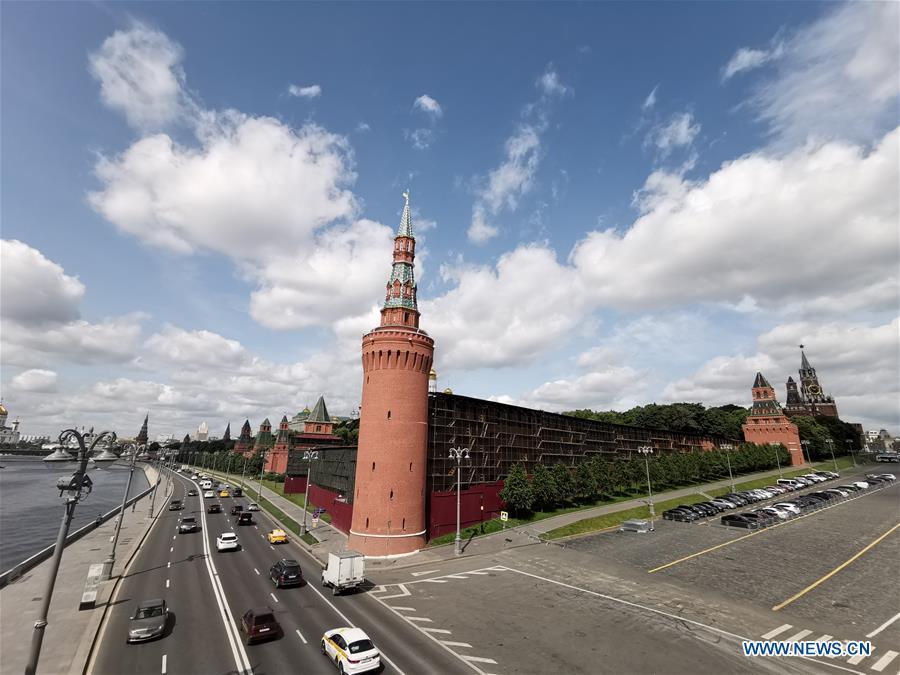 Photo taken on June 3, 2019 shows the Kremlin Palace in Moscow, capital of Russia. Chinese President Xi Jinping will pay a state visit to Russia from June 5 to 7 at the invitation of Russian President Vladimir Putin, a Chinese Foreign Ministry spokesperson announced on Wednesday at a press briefing. Xi will also attend the 23rd St. Petersburg International Economic Forum during his stay, according to spokesperson Lu Kang. (Xinhua/Lai Xiangdong)