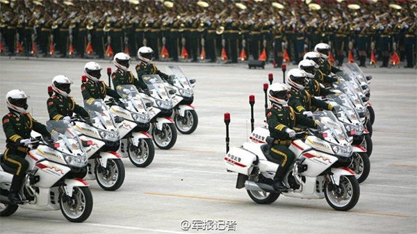 Established for just a year, Chinese armed police motorcycle guard formation will make its debut on the V-Day Parade that will be held on Sep 3 in Beijing. (Photo/81.cn) Established for just a year, Chinese armed police motorcycle guard formation will make its debut on the V-Day Parade that will be held on Sep 3 in Beijing. (Photo/81.cn)