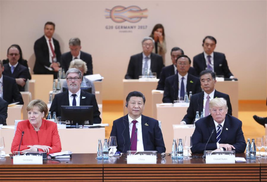 Chinese President Xi Jinping (C front) attends the 12th Summit of the Group of 20 (G20) major economies in Hamburg, Germany, July 7, 2017. (Xinhua/Xie Huanchi) Chinese President Xi Jinping (C front) attends the 12th Summit of the Group of 20 (G20) major economies in Hamburg, Germany, July 7, 2017. (Xinhua/Xie Huanchi)